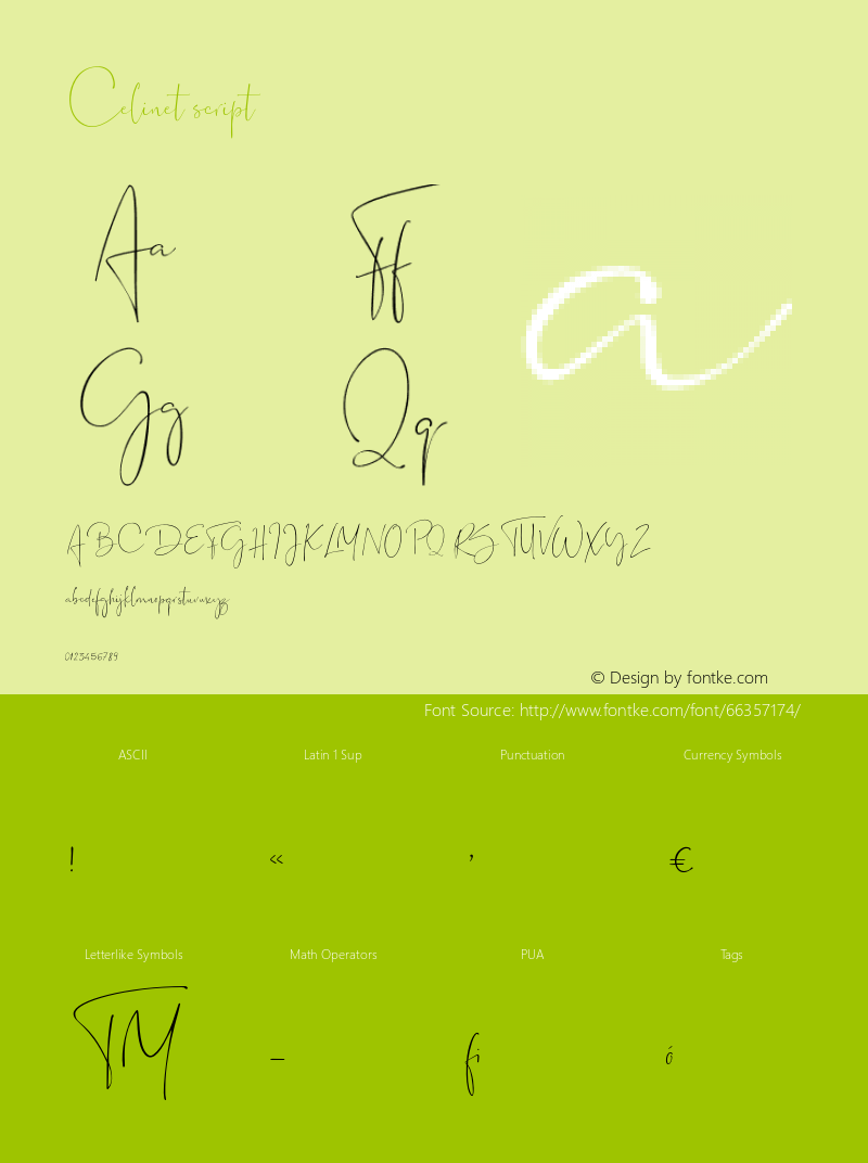 Celinet script Version 1.000;hotconv 1.0.109;makeotfexe 2.5.65596 Font Sample