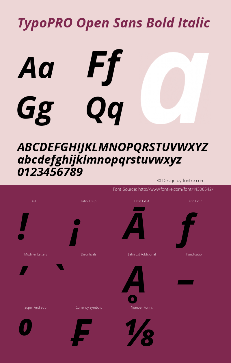 TypoPRO Open Sans Bold Italic Version 1.10 Font Sample