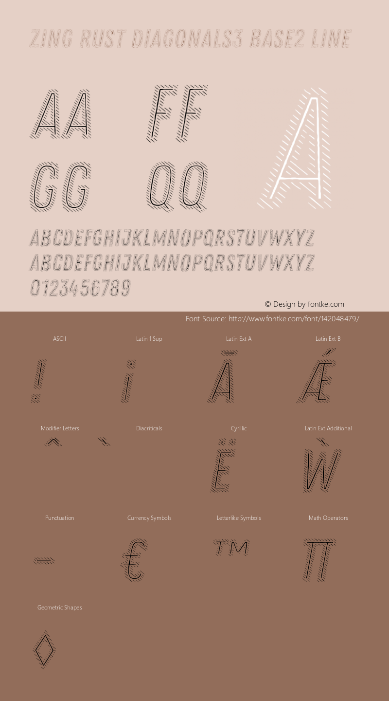 Zing Rust Diagonals3 Base2 Line Version 1.000 Font Sample