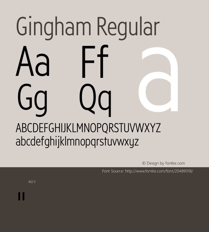 Gingham Regular Version 1.005 Font Sample