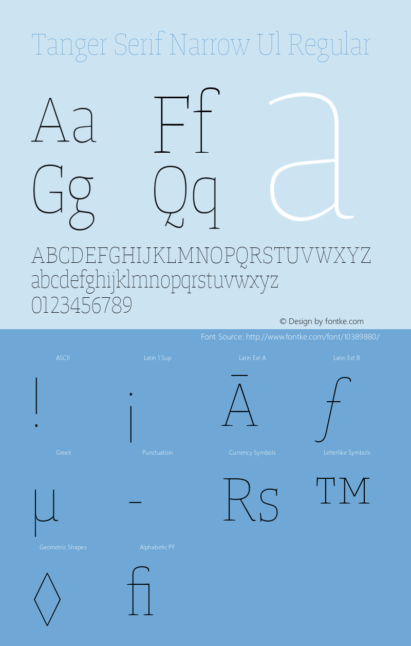 Tanger Serif Narrow Ul Regular Version 0.003 Font Sample