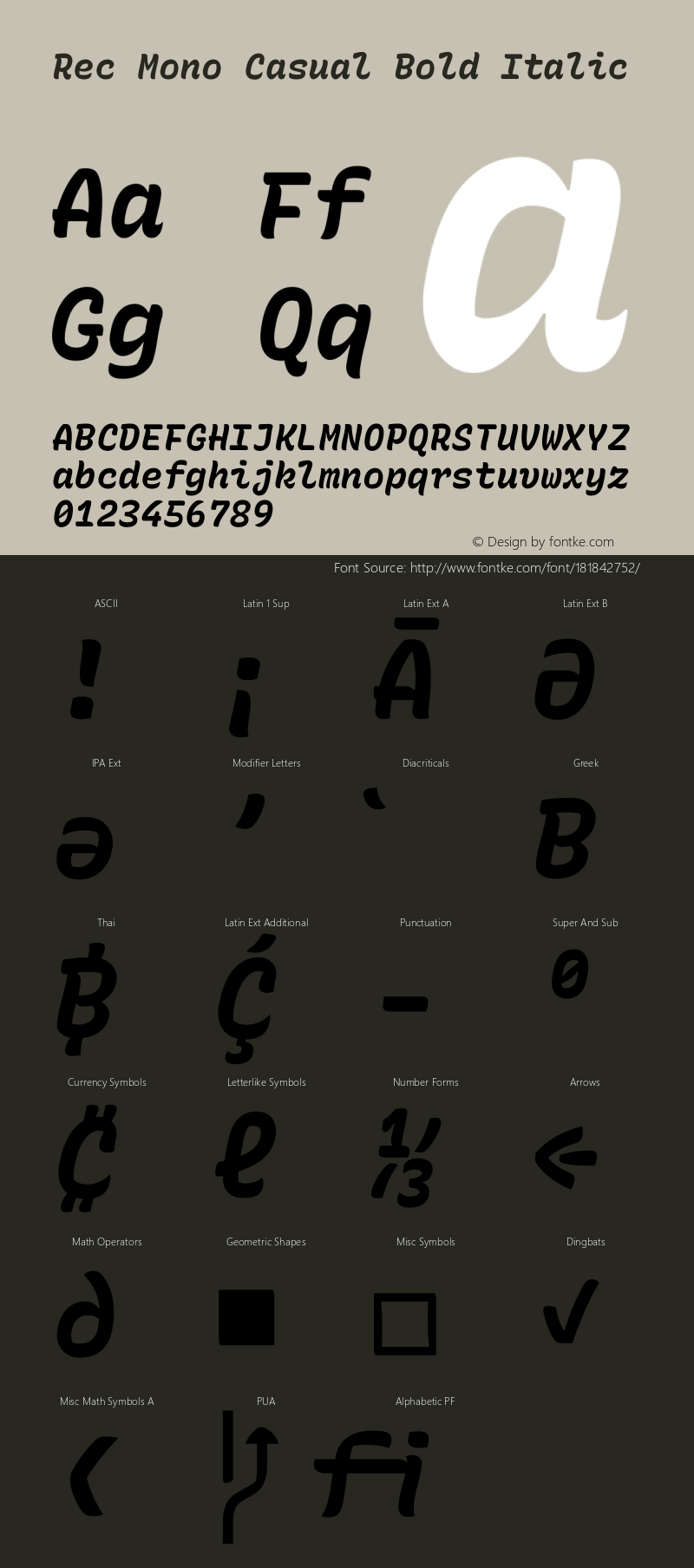 Rec Mono Casual Bold Italic Version 1.081图片样张