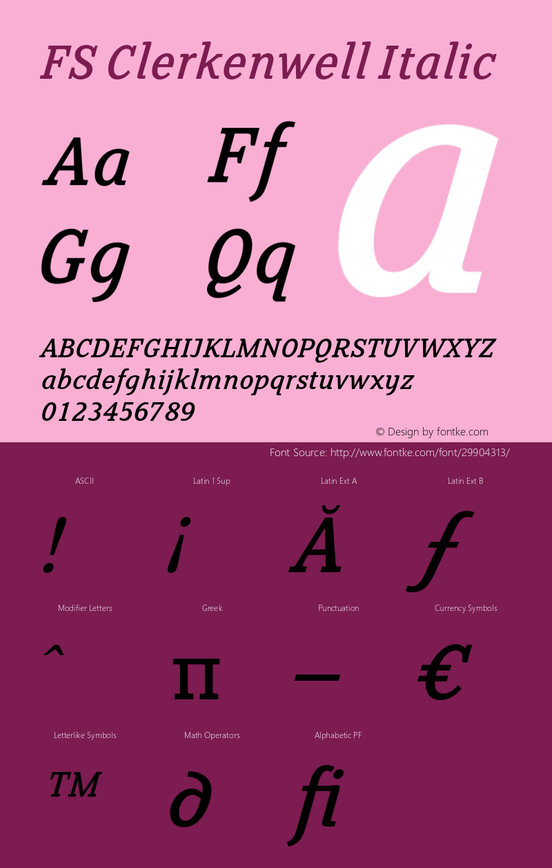 FSClerkenwell-Italic Version 2.001;PS 001.001;hotconv 1.0.38 Font Sample