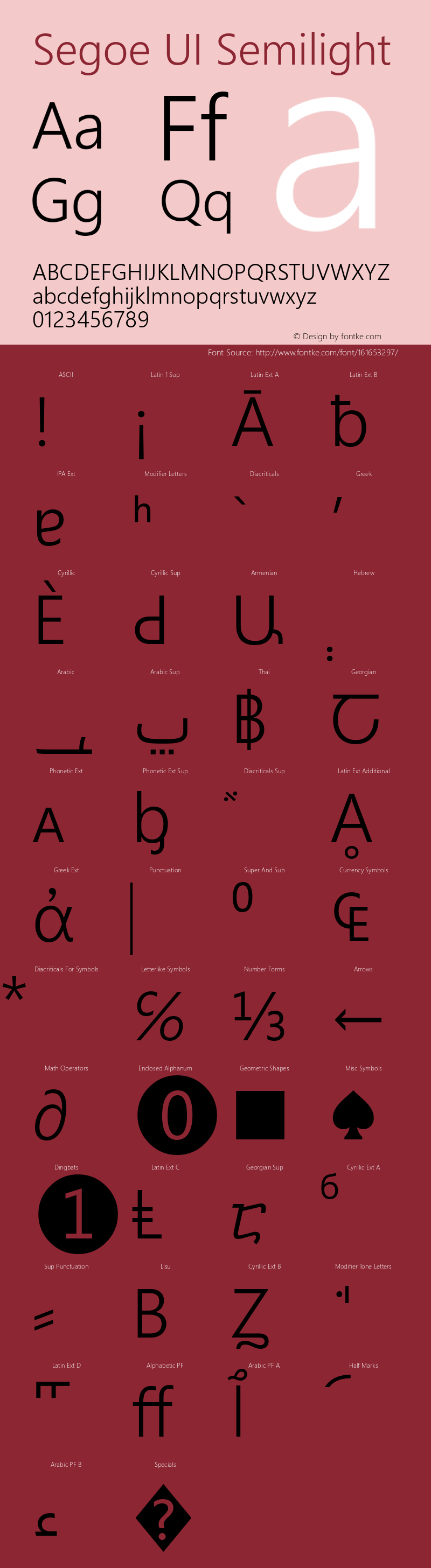 Segoe UI Semilight Version 5.24 Font Sample