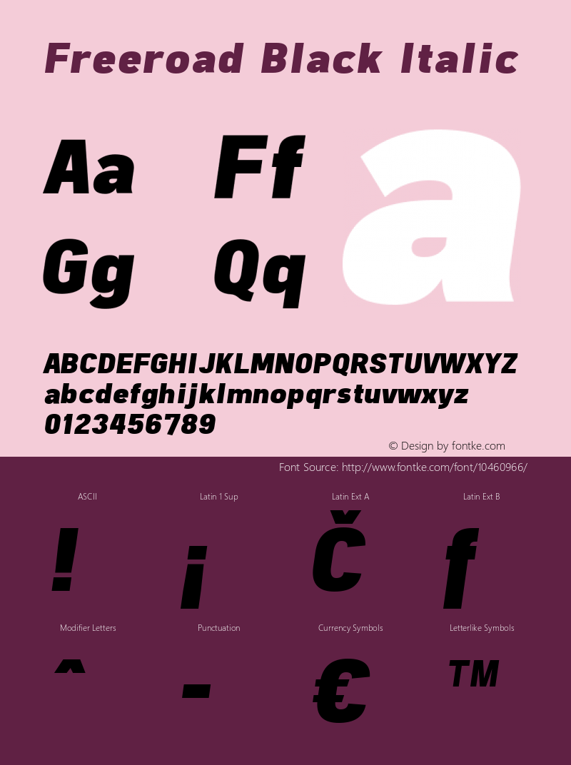 Freeroad Black Italic v1.21 - 12/23/2012 Font Sample