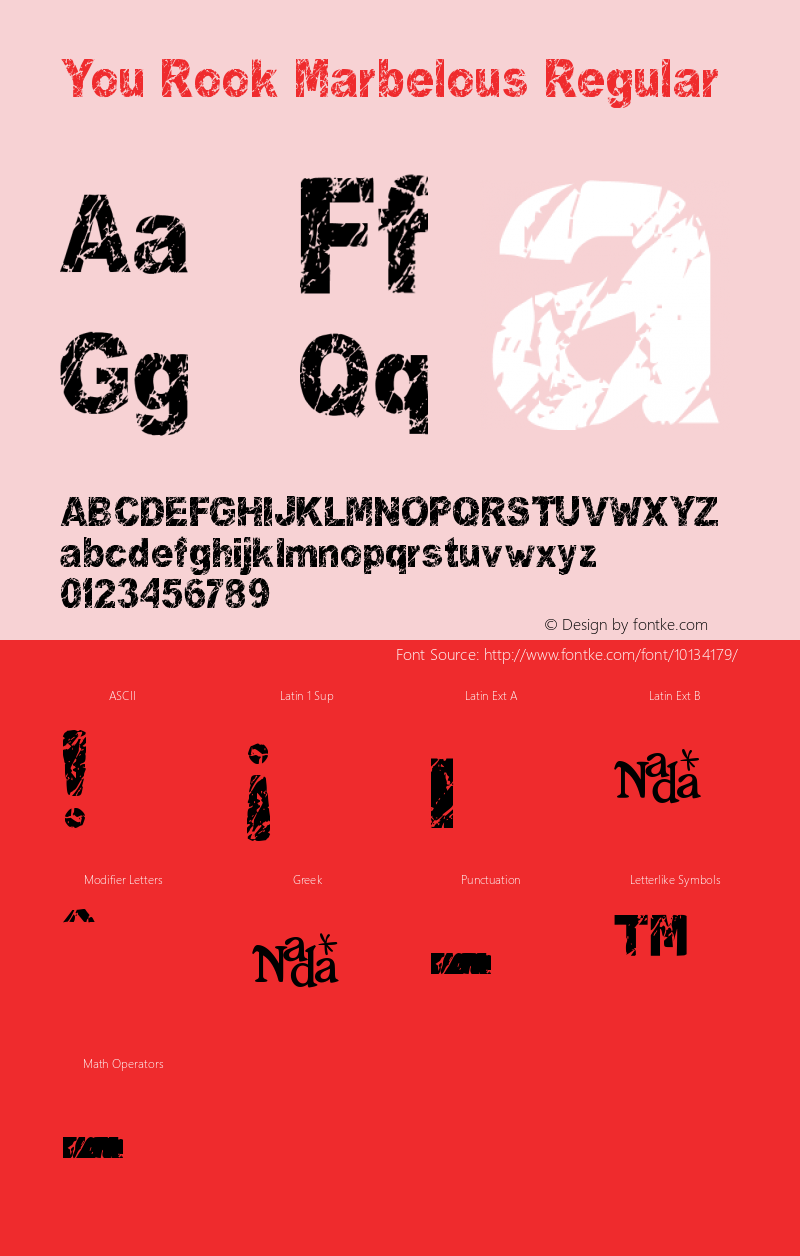 You Rook Marbelous Regular 1.0 - 9/26/99 Font Sample