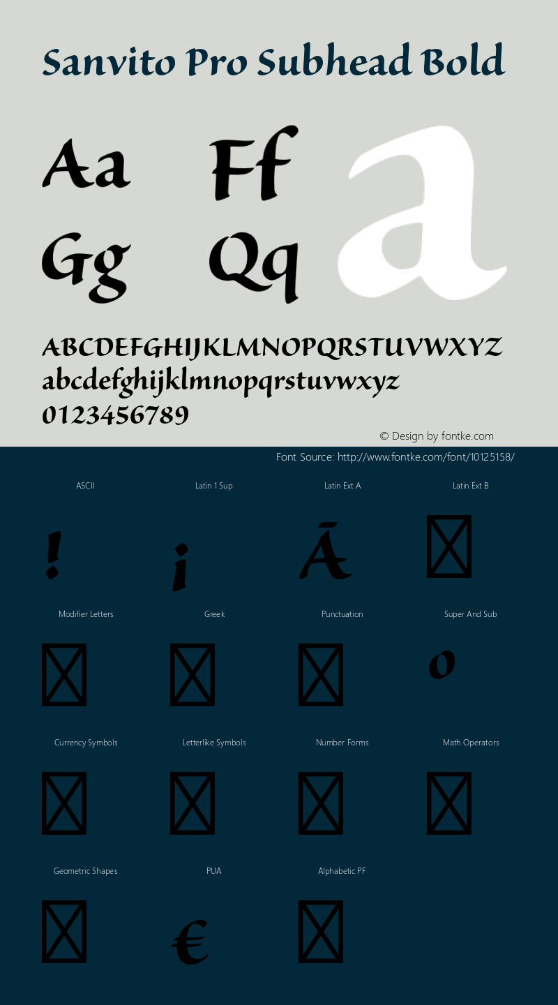 Sanvito Pro Subhead Bold OTF 1.003;PS 001.001;Core 1.0.31;makeotf.lib1.4.1585 Font Sample