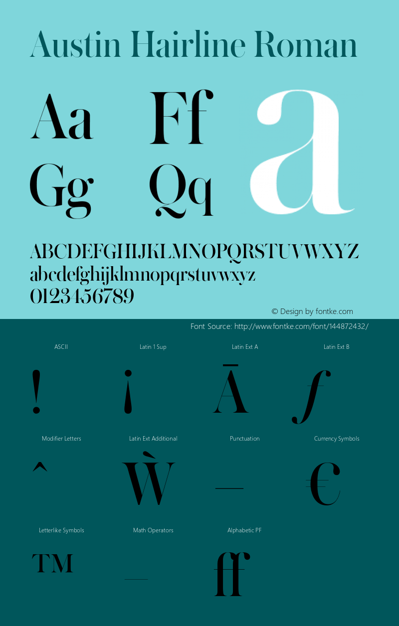 AustinHairline-Roman Version 1.2 2017 Font Sample