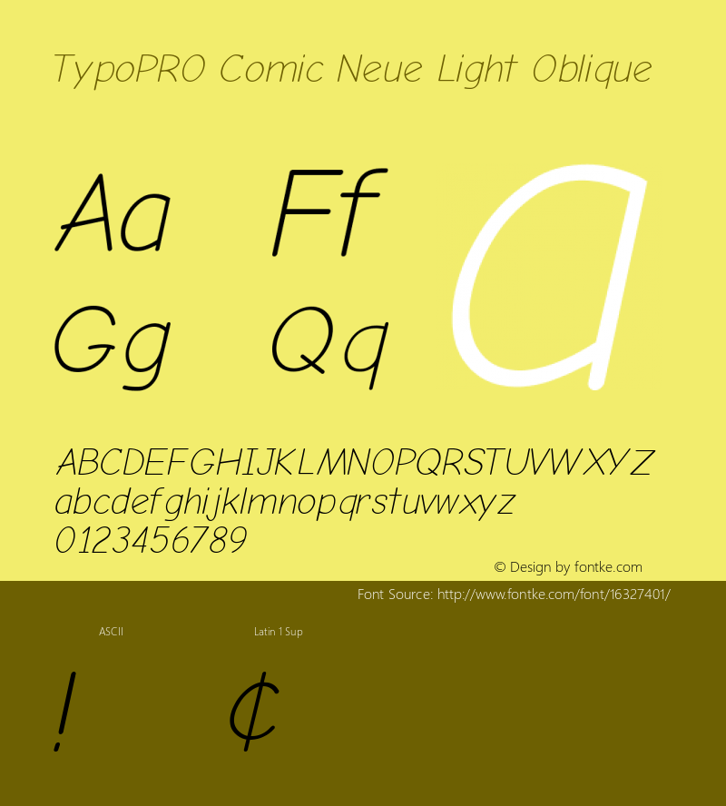 TypoPRO Comic Neue Light Oblique Version 1.000 Font Sample