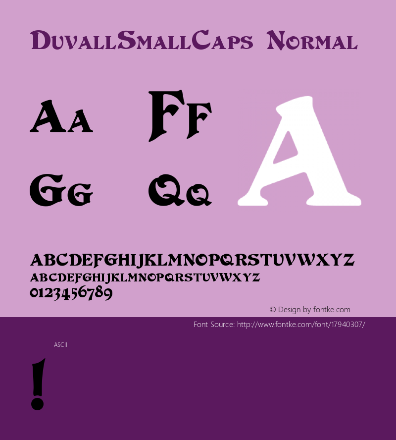 DuvallSmallCaps Normal Version 1.00 Font Sample