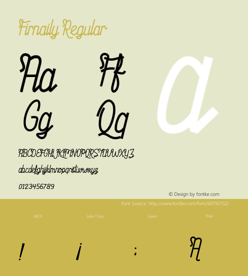 Firnaily Version 1.00;January 16, 2020;FontCreator 12.0.0.2547 64-bit Font Sample