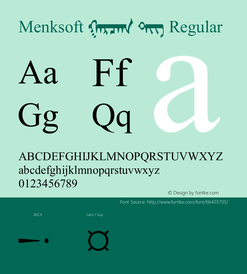 MenksoftGarqag V 2.00 Font Sample