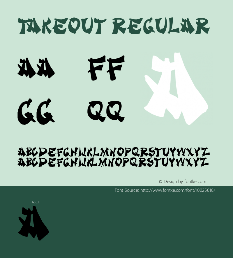 Takeout Regular 1.9325 Font Sample