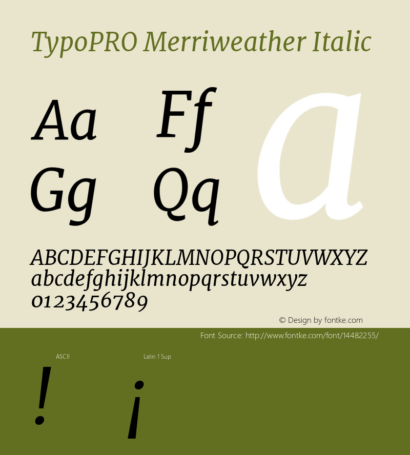 TypoPRO Merriweather Italic Version 1.001 Font Sample