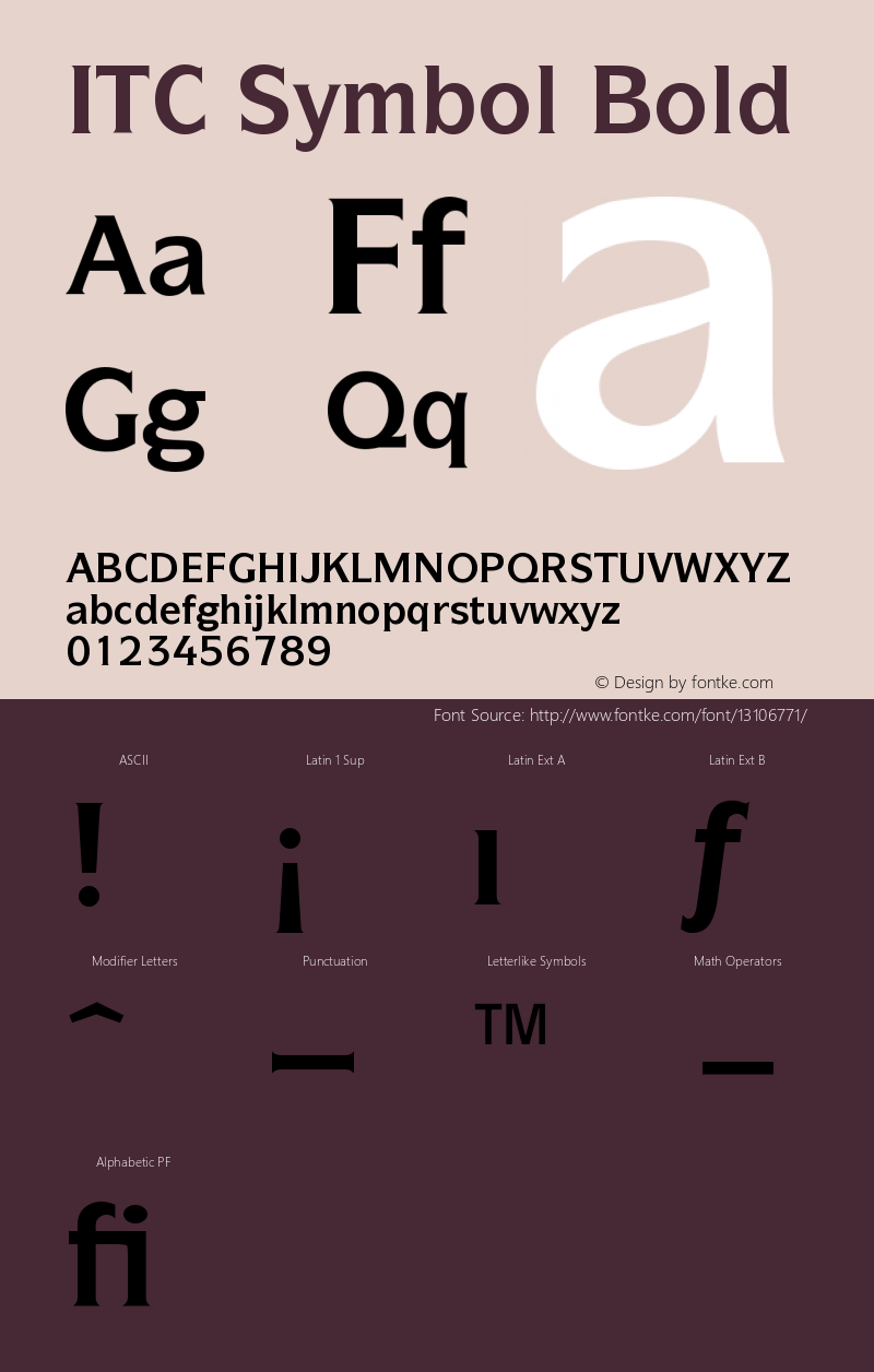 ITC Symbol Bold Version 001.000 Font Sample