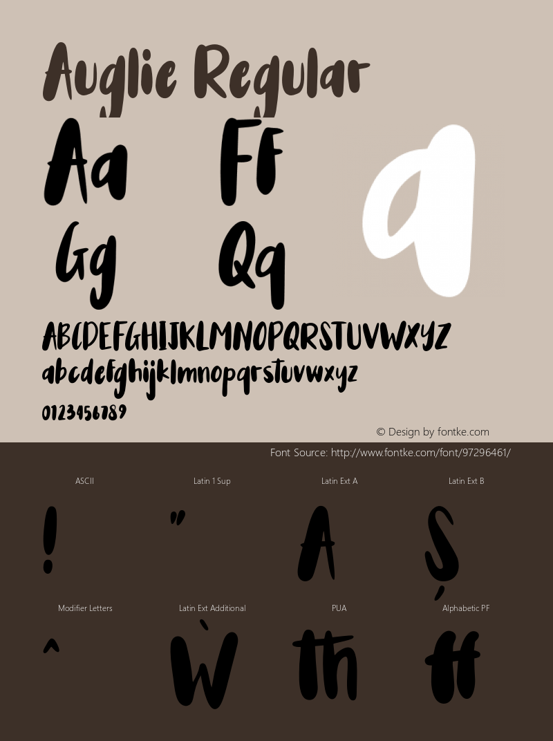 Auglie Version 1.000 Font Sample