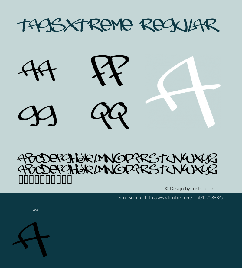 TagsXtreme Regular 2 Font Sample