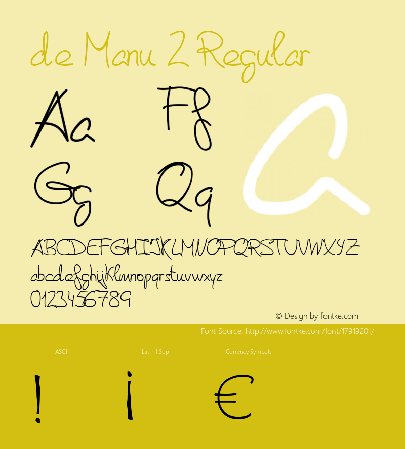 de Manu 2 Regular Macromedia Fontographer 4.1 28/01/2008 Font Sample