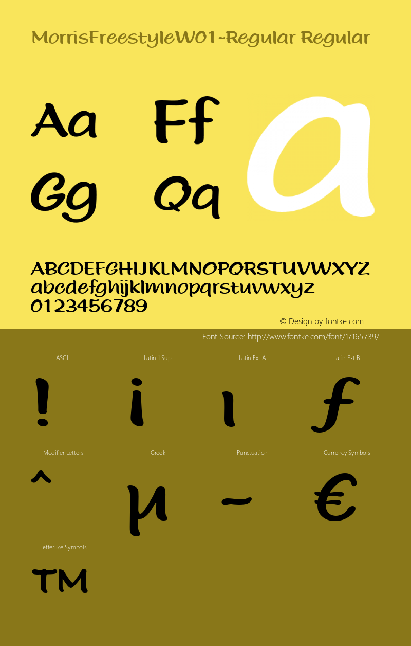 MorrisFreestyleW01-Regular Regular Version 1.00 Font Sample