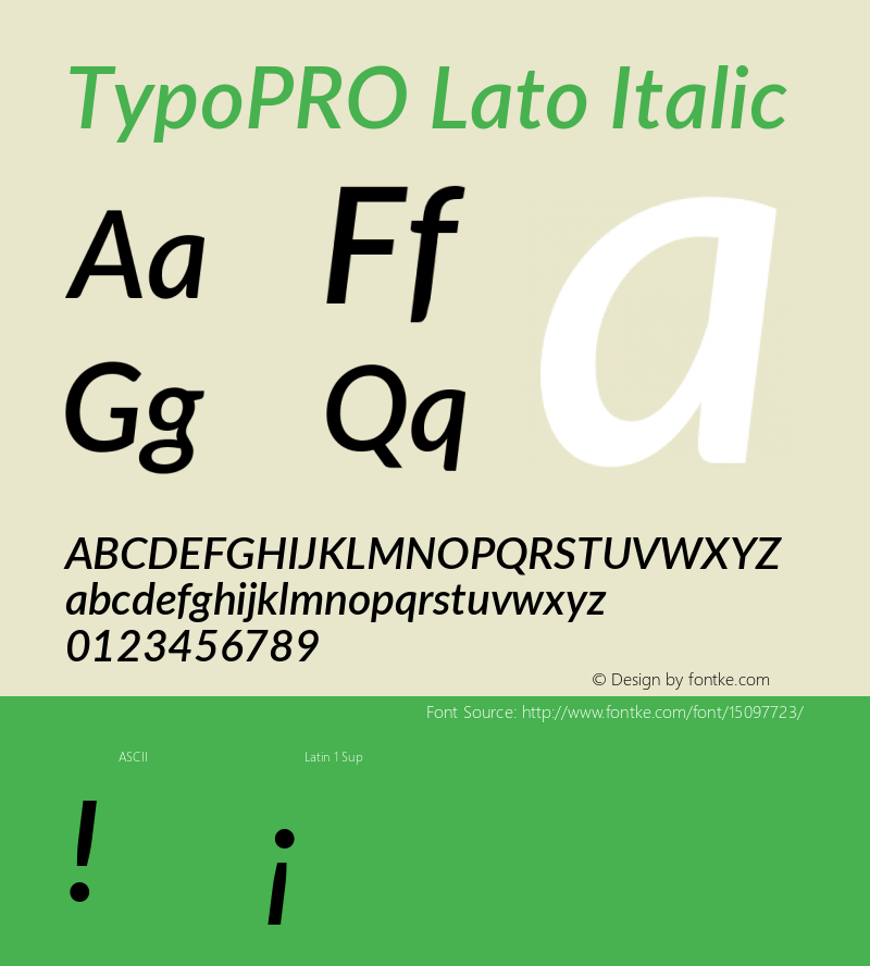 TypoPRO Lato Italic Version 2.010; 2014-09-01; http://www.latofonts.com/ Font Sample