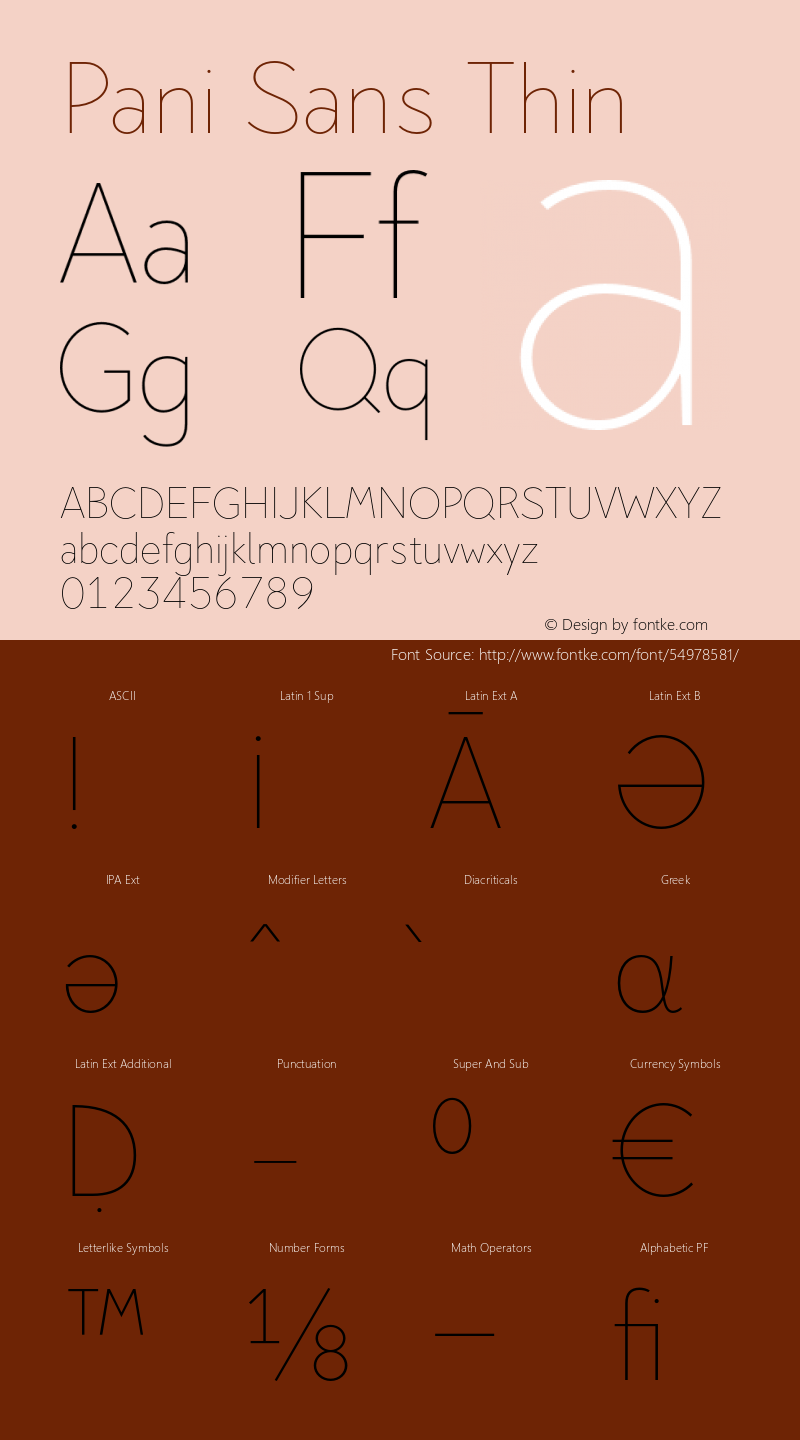 Pani Sans Thin Version 1.000;hotconv 1.0.109;makeotfexe 2.5.65596 Font Sample