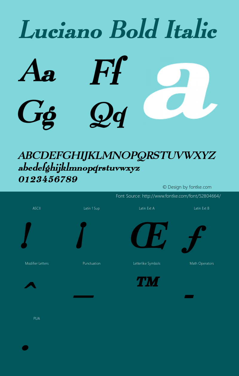 LucianoBoldItalic Altsys Fontographer 4.1 1/8/95 {DfLp-URBC-66E7-7FBL-FXFA} Font Sample