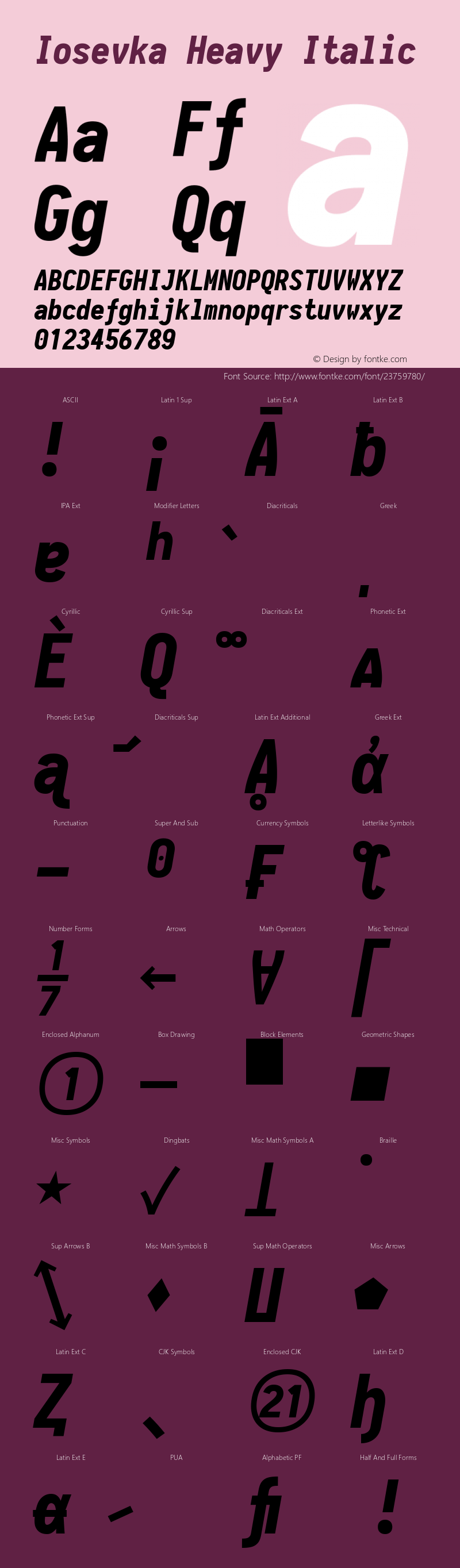 Iosevka Heavy Italic 1.13.3; ttfautohint (v1.6) Font Sample