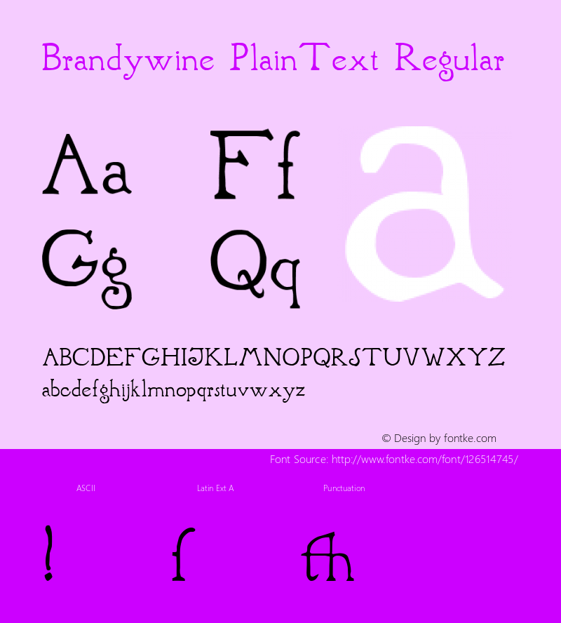 Brandywine PlainText Altsys Fontographer 4.0.3 2/26/97 Font Sample