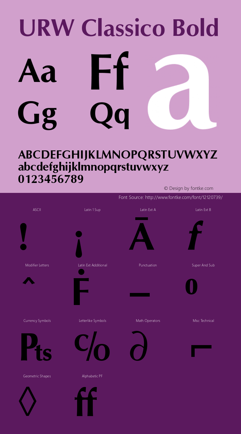 URW Classico Bold Version 2.00 Font Sample