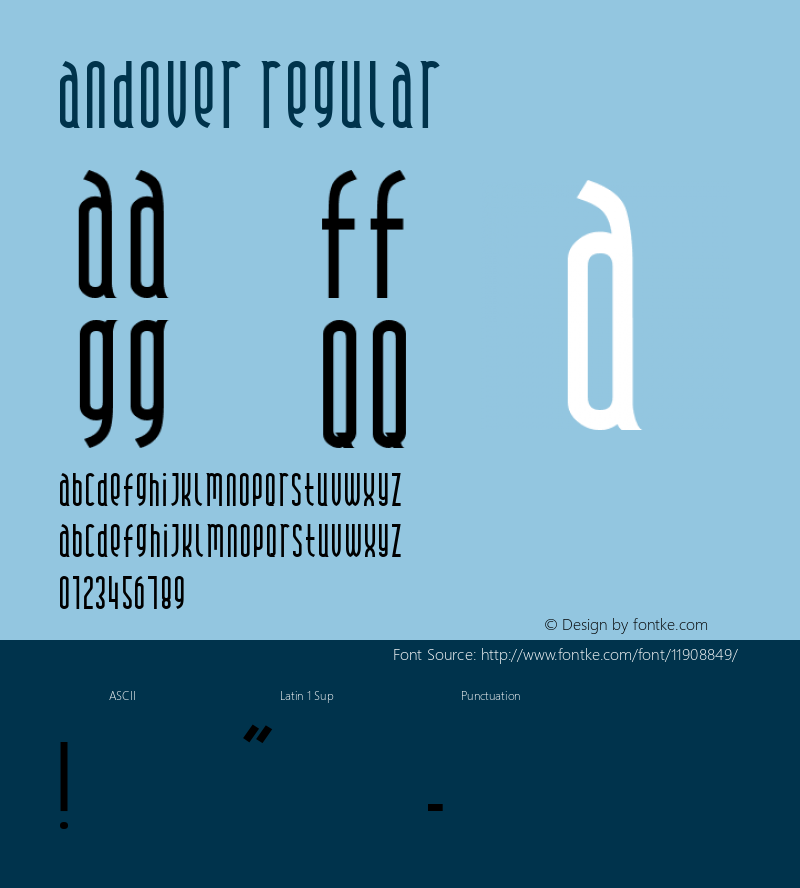 Andover Regular Macromedia Fontographer 4.1 22/02/99 Font Sample