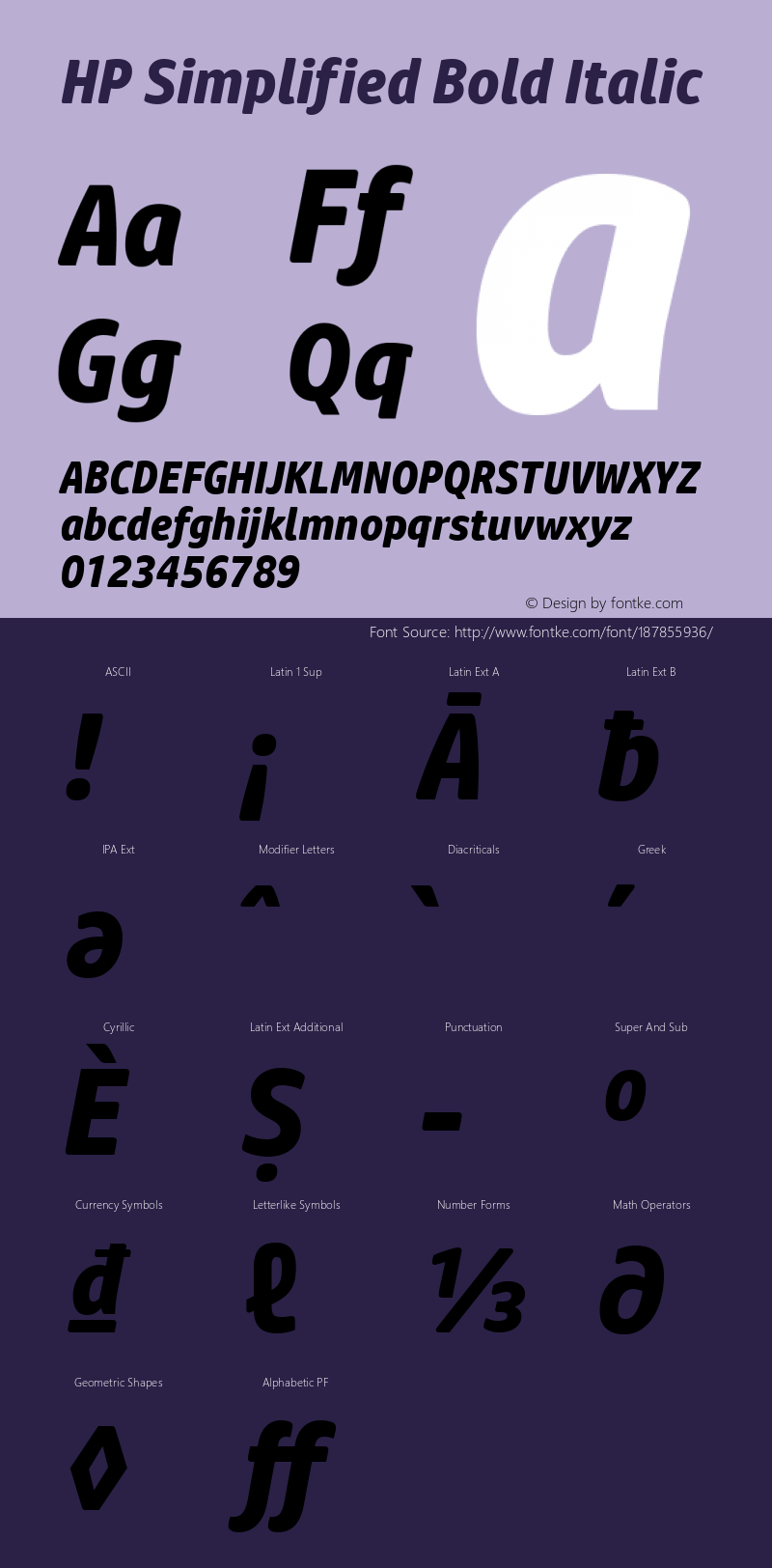 HP Simplified Bold Italic Version 2.001图片样张