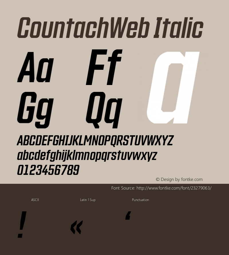 CountachWeb Italic Version 1.002;PS 1.2;hotconv 1.0.72;makeotf.lib2.5.5900; ttfautohint (v1.3.34-f4db) Font Sample