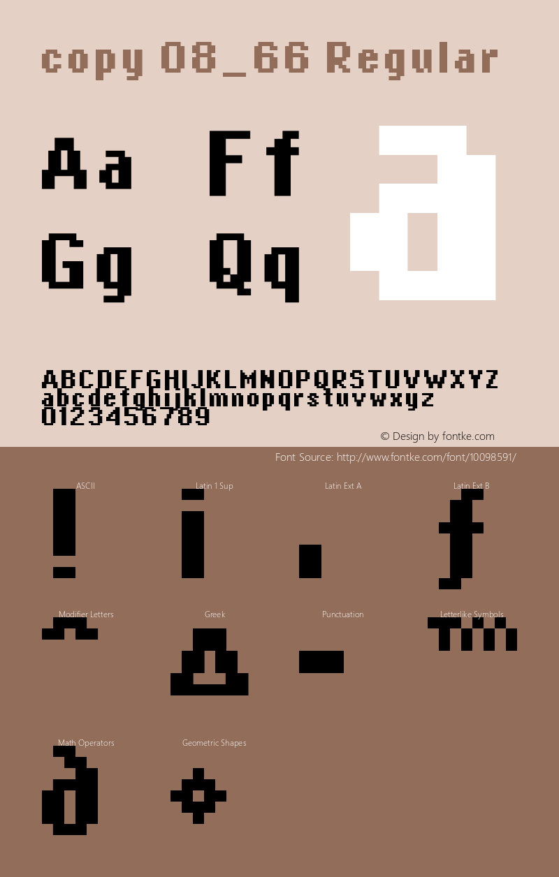 copy 08_66 Regular Macromedia Fontographer 4.1.4 12/31/01 Font Sample