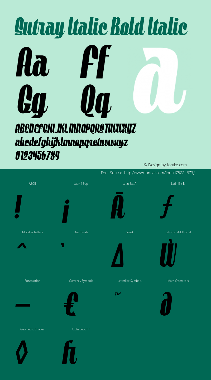 Sutray Italic Bold Italic Version 1.000;hotconv 1.0.109;makeotfexe 2.5.65596图片样张