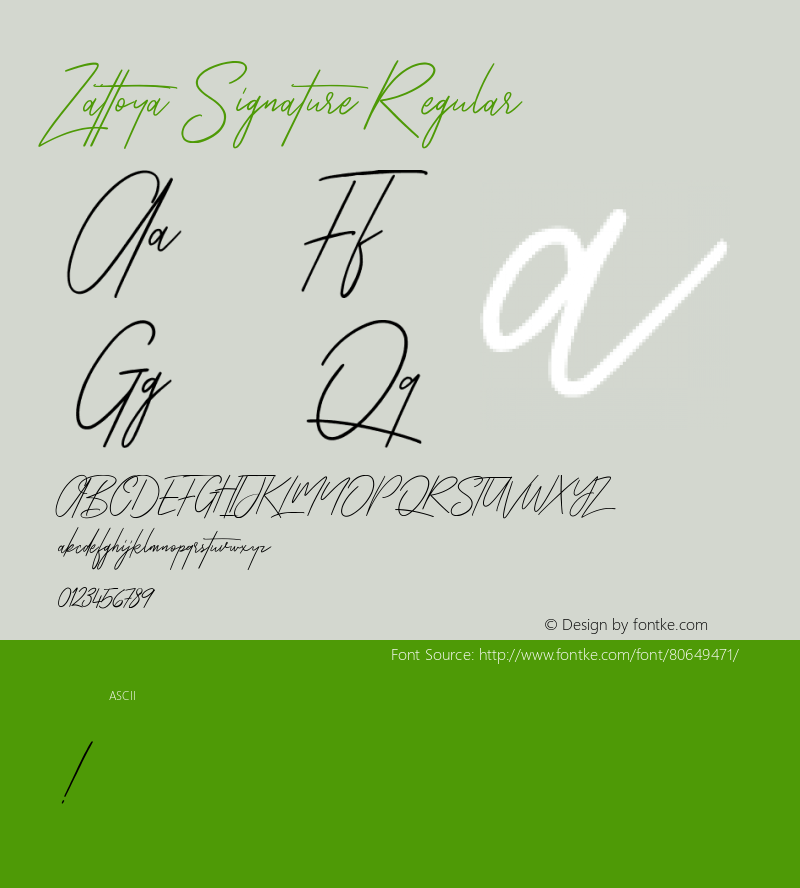 Zattoya Signature  Font Sample