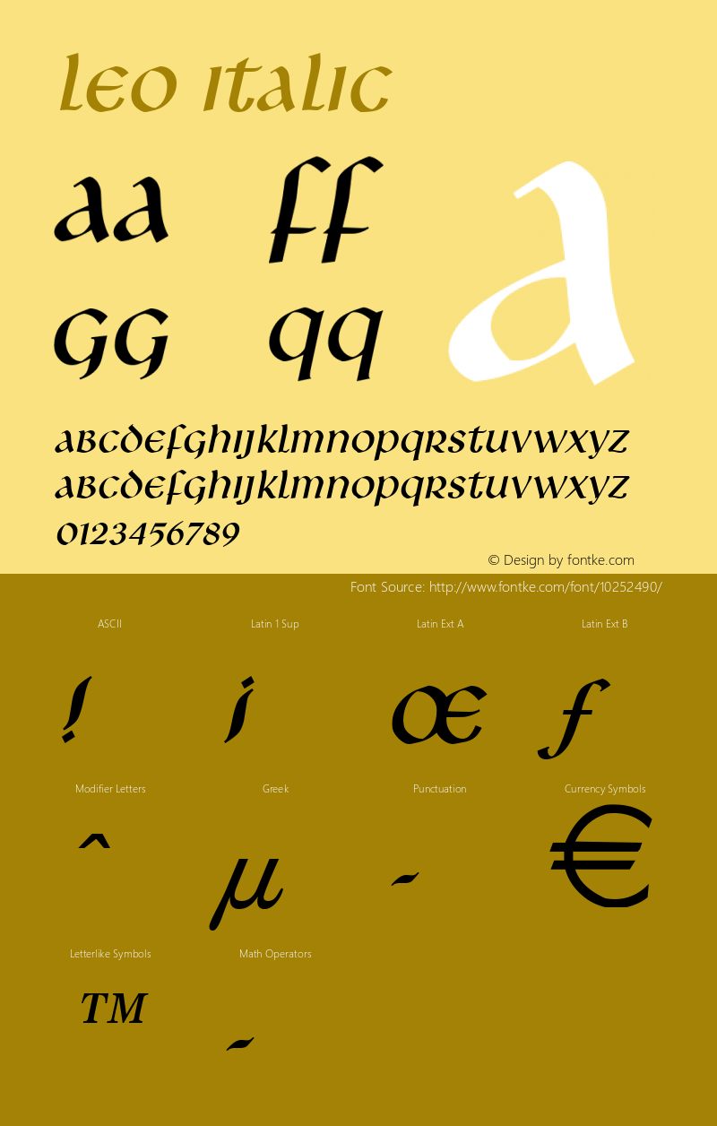 Leo Italic Altsys Fontographer 4.1 5/10/96 Font Sample