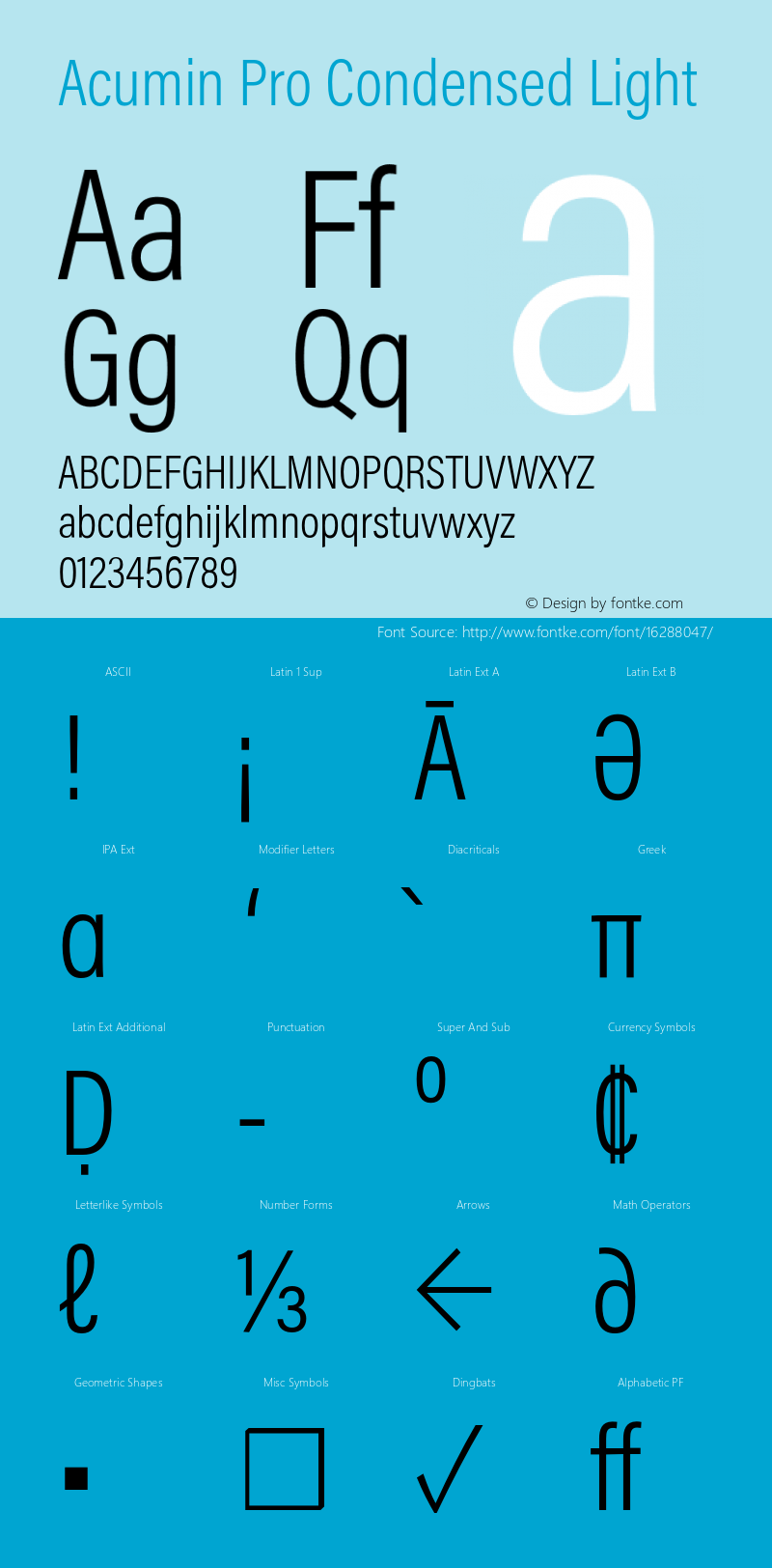 Acumin Pro Condensed Light Version 1.011 Font Sample