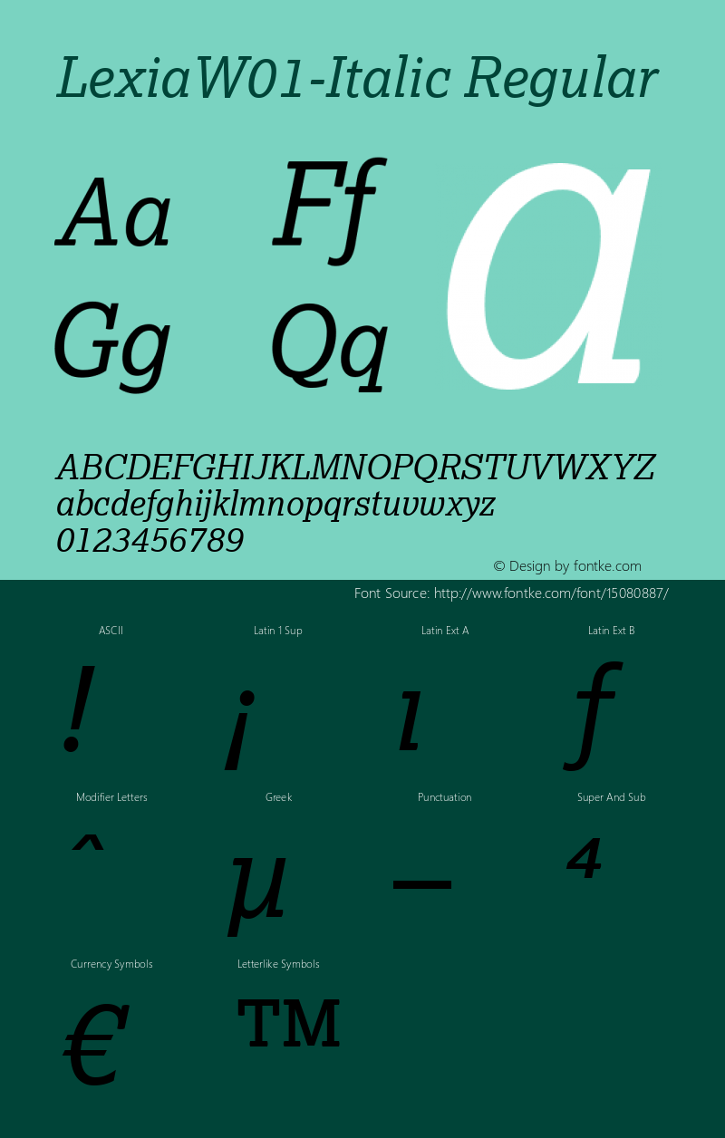 LexiaW01-Italic Regular Version 1.00 Font Sample