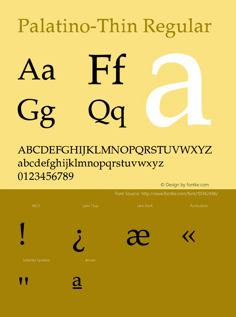 Palatino-Thin Regular Converted from C:\TRUETYPE\PALATINO.TF1 by ALLTYPE Font Sample