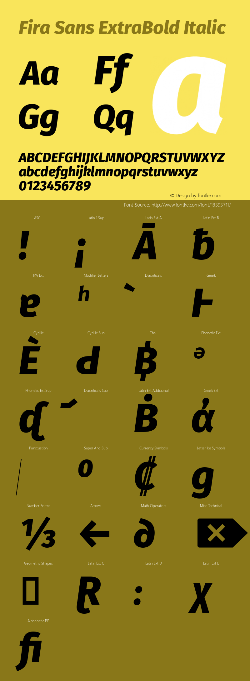 Fira Sans ExtraBold Italic Version 4.203 Font Sample